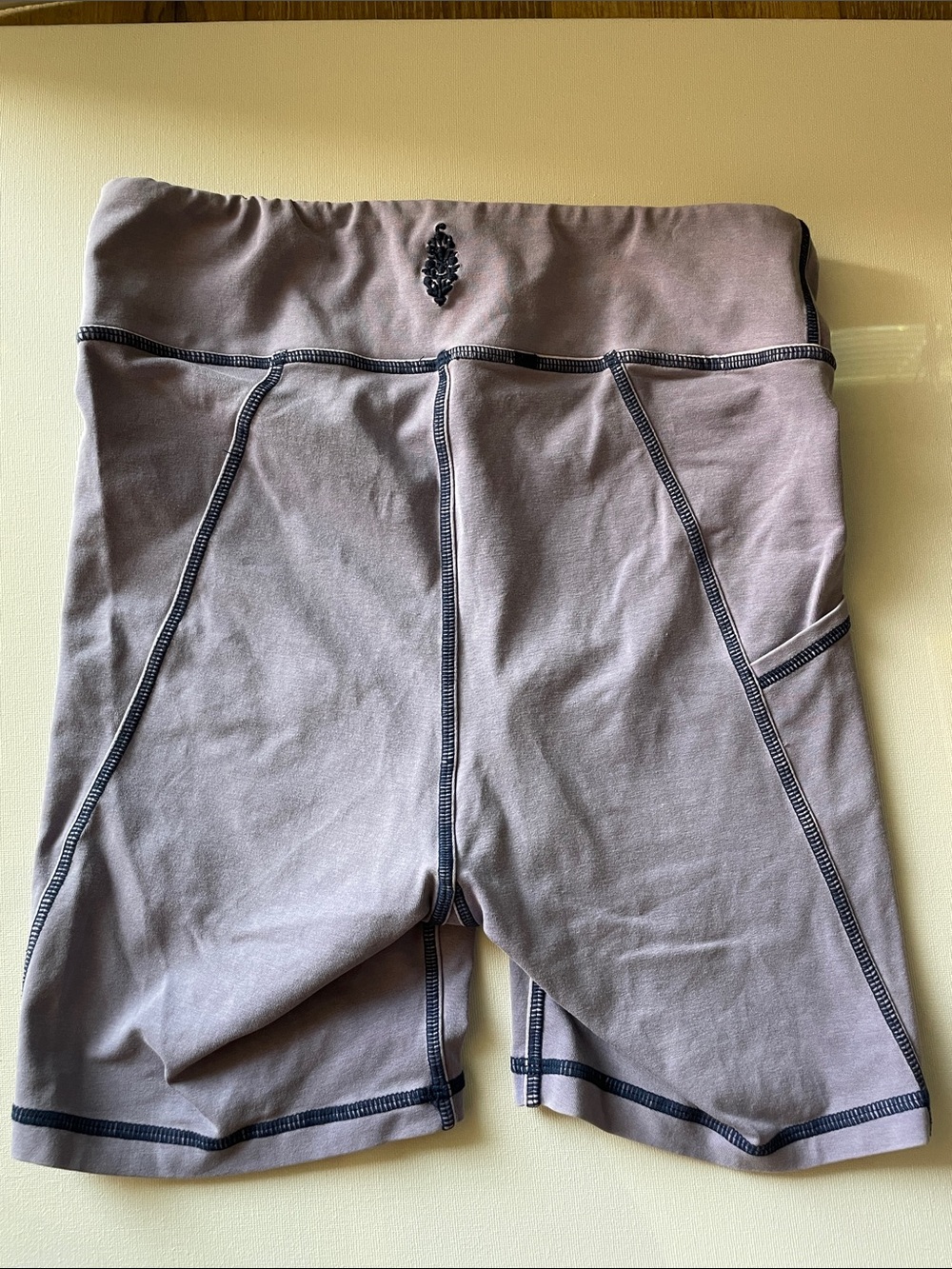 FP Movement by Free People Lavender High-Waist Bike Shorts with Dark Stitching